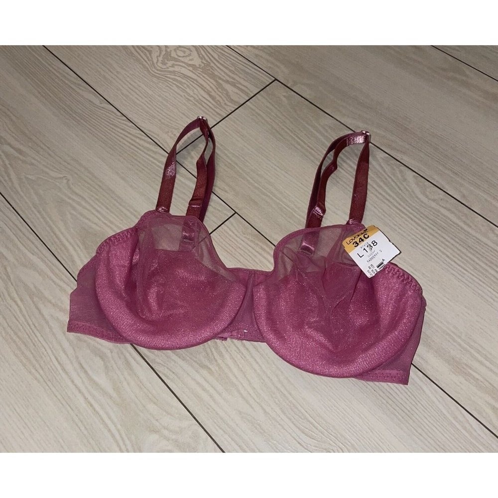 Vintage Vtg Lovable L138 Shimmery Chiffon Underwire Bra Womens 34C Pink New